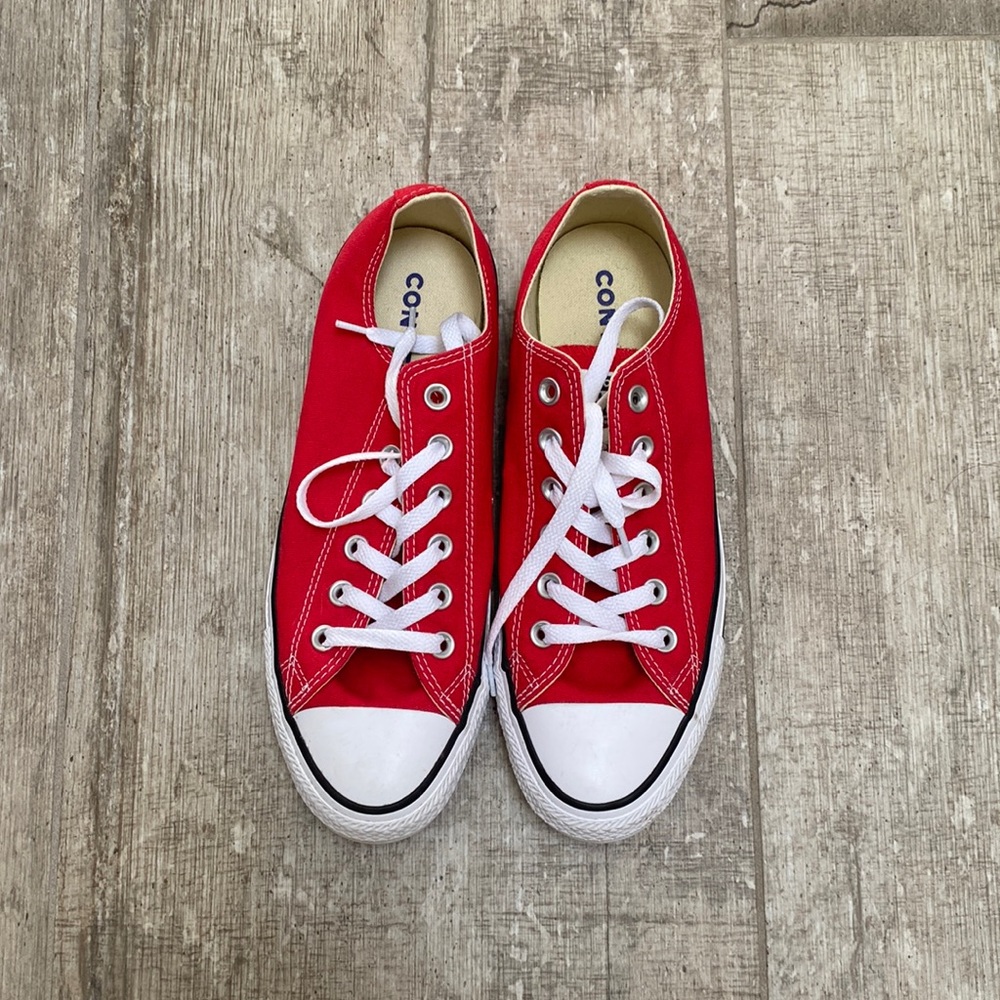 Red Converse Chuck Taylor Low Tops- Like New
